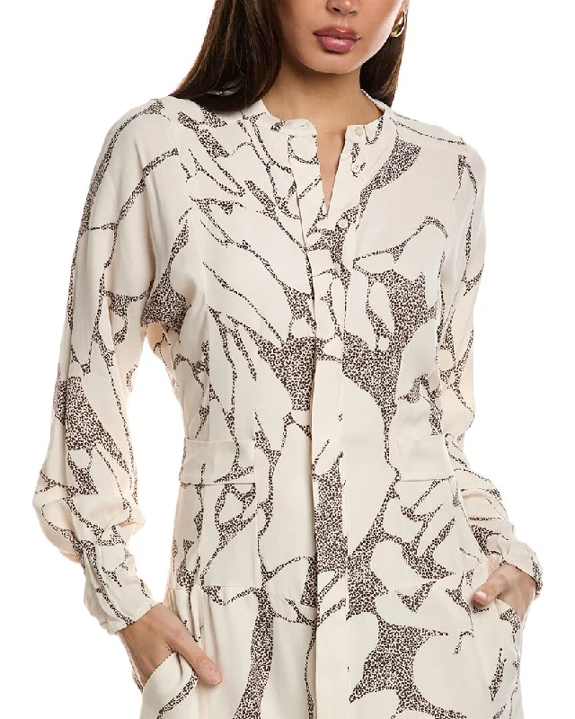 Reiss Darcy Print Belted Midi Shirt Dress