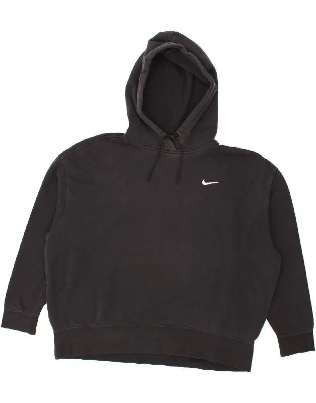 Blowout Deals NIKE Womens Oversized Hoodie Jumper UK 18 XL Black Cotton