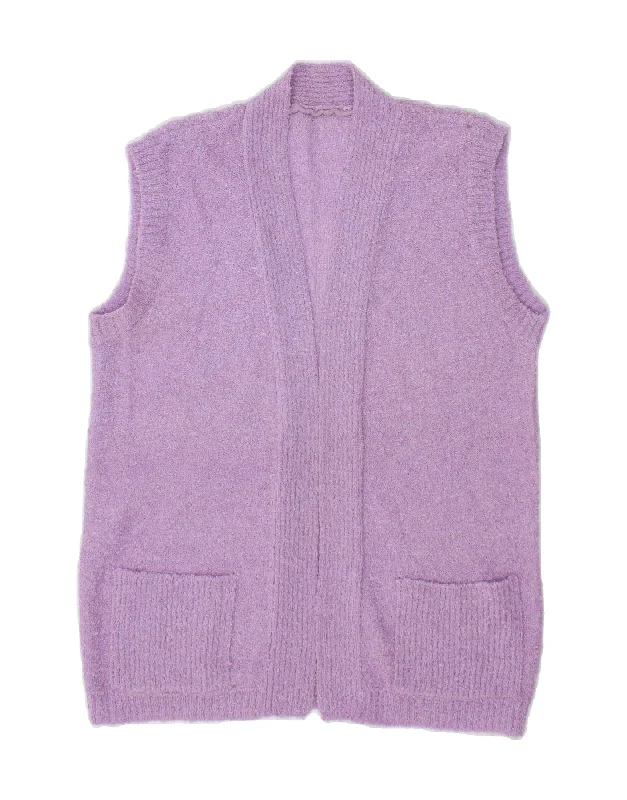 VINTAGE Womens Sleeveless Cardigan Sweater UK 12 Medium Purple