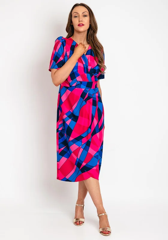 Special Price Coco Doll Toya Geometric Print Midi Dress, Pink & Blue