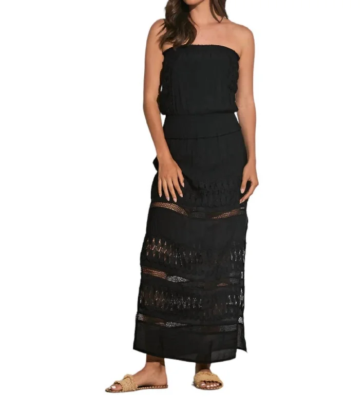 Special Discount Wymara Crochet Strapless Maxi Dress In Black