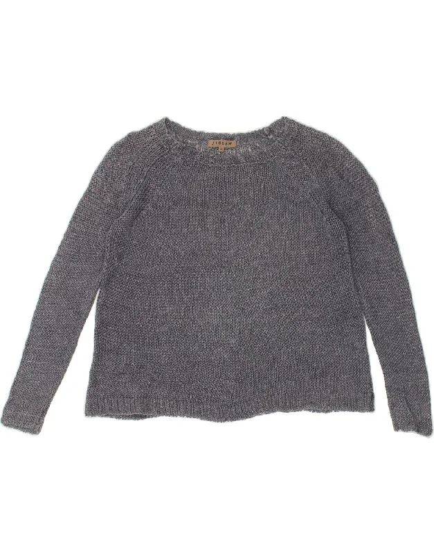 Buy More, Save More JIGSAW Womens Boat Neck Jumper Sweater UK 14 Medium Navy Blue Linen
