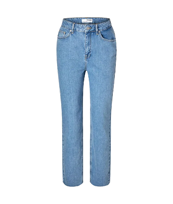Price Cut High Waisted Straight Fit Jeans - Blue