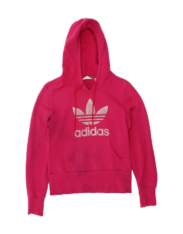 Amazing Deals ADIDAS Womens Graphic Hoodie Jumper IT 40 Small Pink Cotton