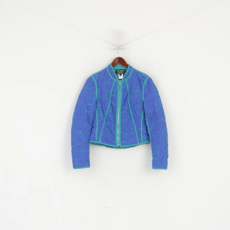 Extra Savings Maura by Claudia Strater Women 38 S Cropped Jacket Blue Emroidered Full Zip Top