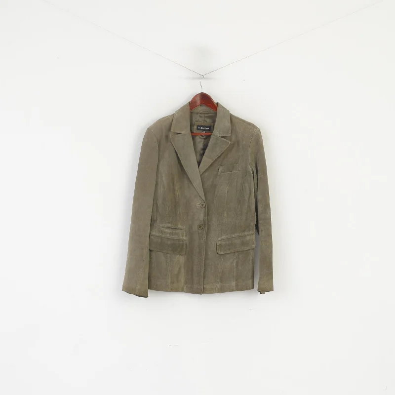 Best Seller Le Chateau Women XL Jacket Green Suede Vintage Single Breasted Shoulder Pads Blazer