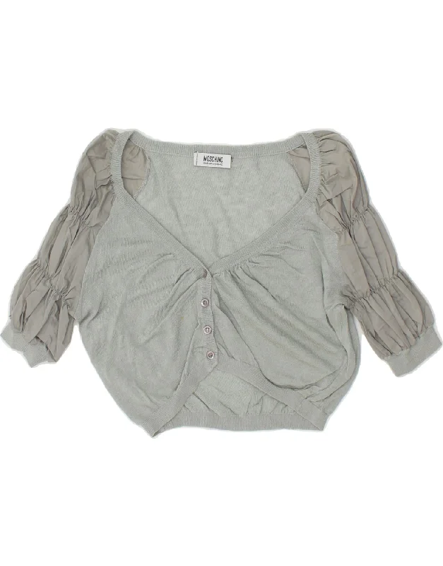 Buy More, Save More MOSCHINO Womens Cheap and Chic Crop Cardigan Sweater UK 10 Small  Grey