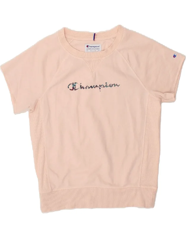 Bonus Savings CHAMPION Womens Graphic Short Sleeve Sweatshirt Jumper UK 10 Small Pink