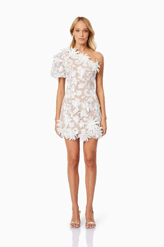 Amazing Deals Valentina One Shoulder Mini Dress in White