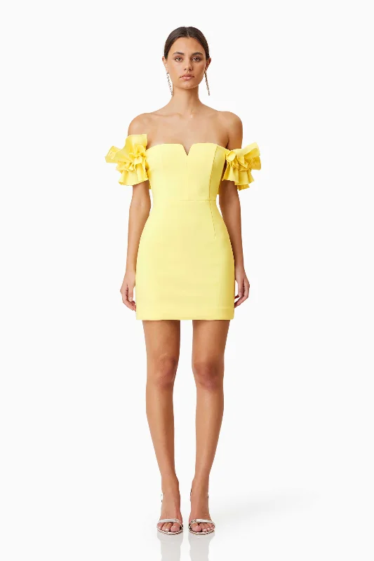 Extra Savings Nola Off The Shoulder Mini Dress In Yellow