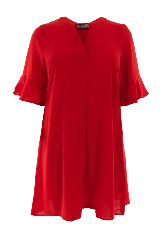 Great Deals Serafina Collection Gianna Tunic Mini Dress, Red