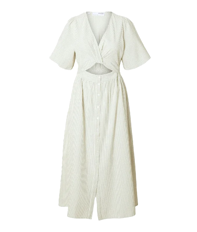 Seasonal Clearance Printed Midi Dress - Cream