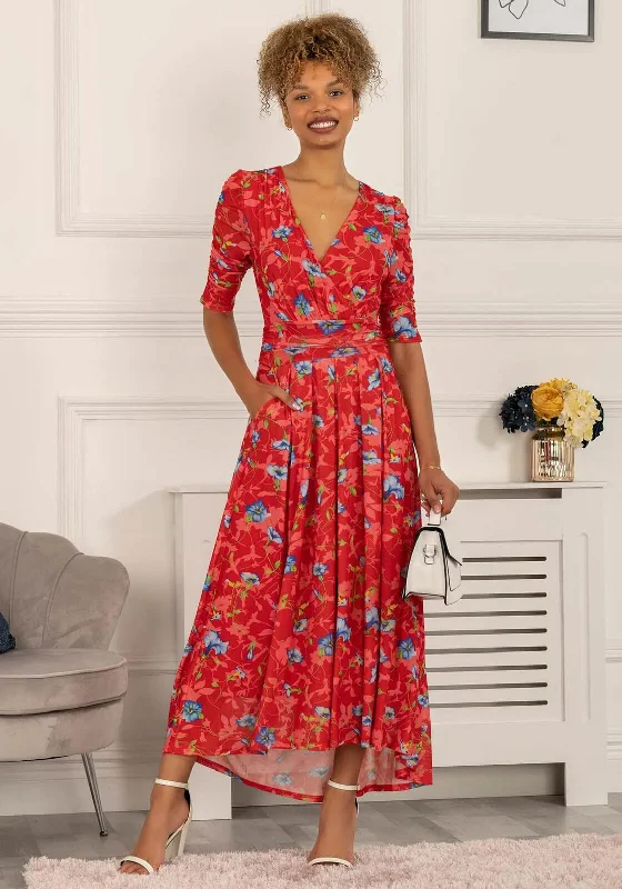 Special Savings Jolie Moi Gavina Floral Mesh Maxi Dress, Red