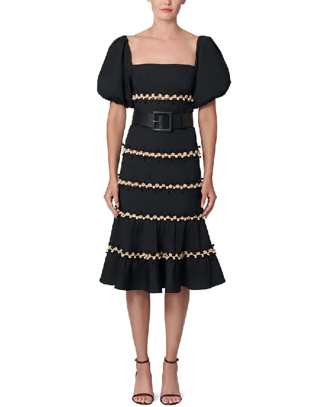 Amazing Deals Carolina Herrera Embellished Square Neck Midi Dress