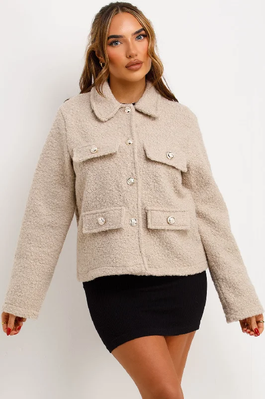 Stock Up and Save Beige Boucle Jacket Whit Gold Buttons