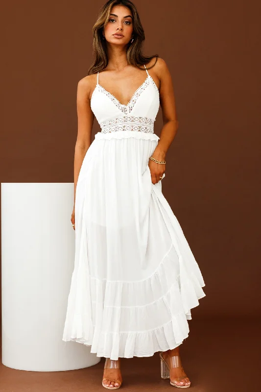 Big Discounts Desert Rose Crochet Tie-Up Back Maxi Dress White
