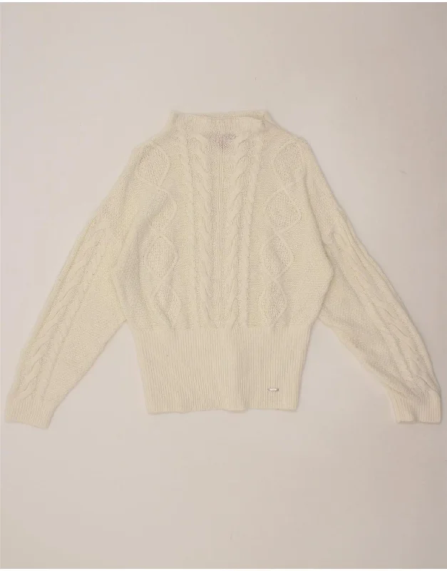 Big Discounts GUESS Womens Boat Neck Jumper Sweater UK 14 Medium Off White Acrylic