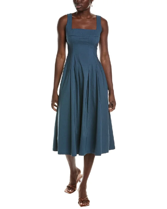 Best Deals WeWoreWhat Corset Pleated Linen-Blend Midi Dress
