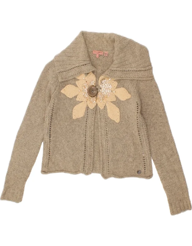 Fantastic Offers TED BAKER Womens Crop Cardigan Sweater Size 2 Small Beige Wool