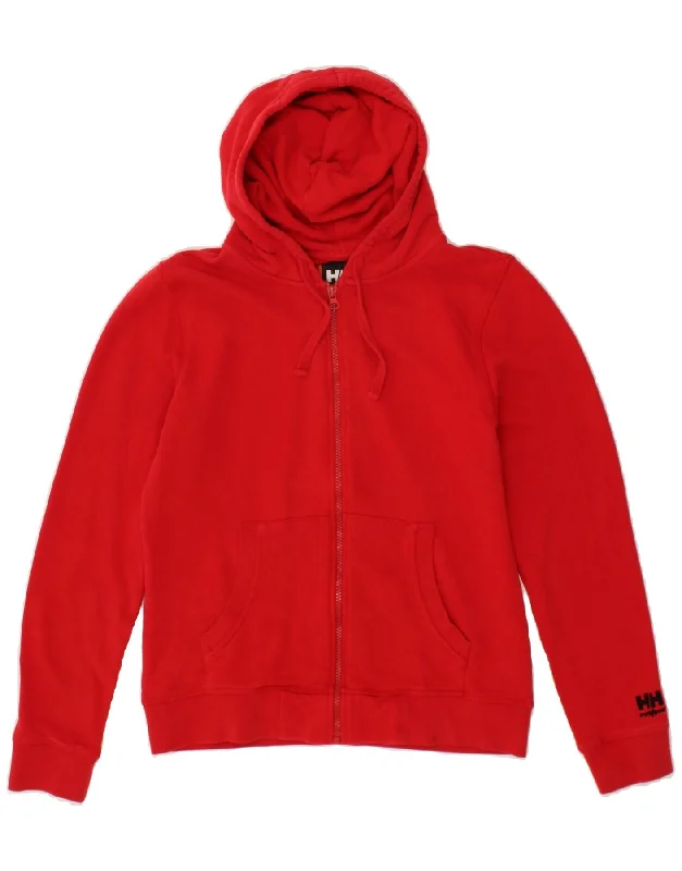 HELLY HANSEN Womens Zip Hoodie Sweater UK 14 Medium Red Cotton