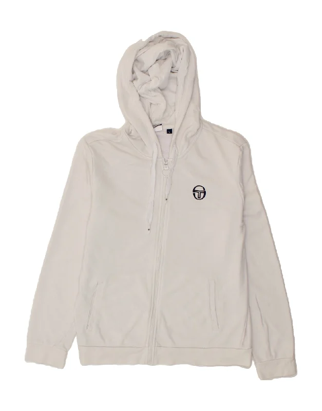 Bargain Blast SERGIO TACCHINI Womens Zip Hoodie Sweater UK 16 Large White Cotton