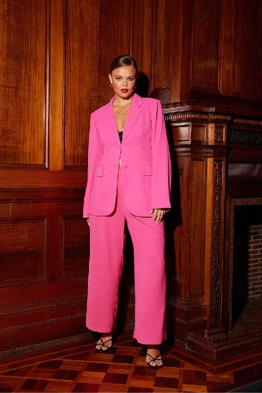 Act Now Pink Long Sleeve Blazer Two Button Lined