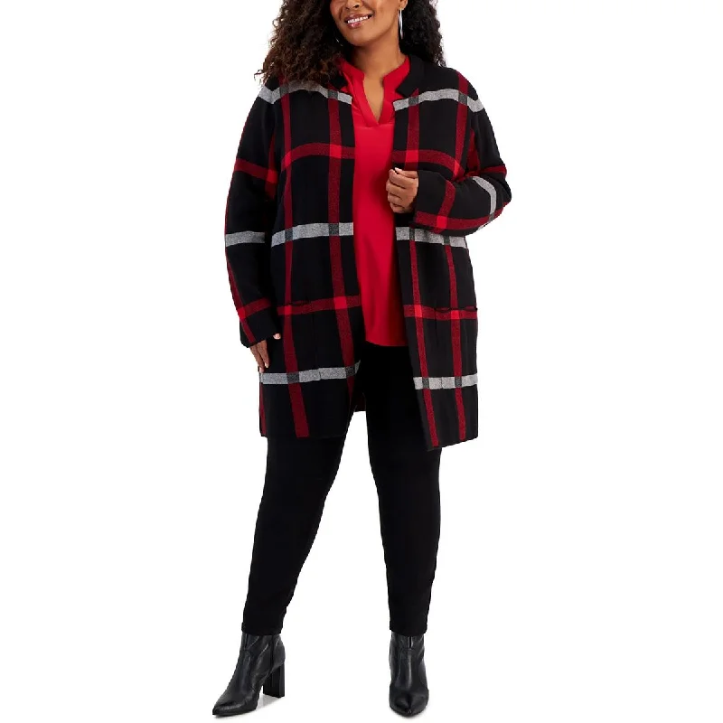 Plus Womens Work Wear Business Open-Front Blazer