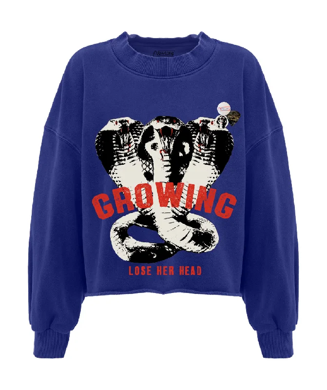 Sweatshirt crop porter royal "GROWING"