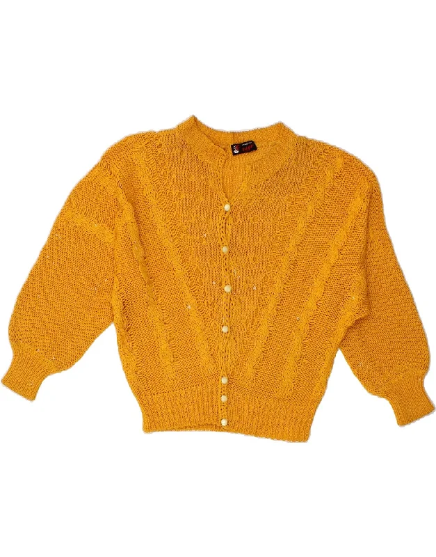 VINTAGE Womens Cardigan Sweater UK 14 Medium Yellow