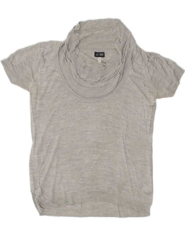 Final Clearance ARMANI JEANS Womens Turtle Neck Jumper Sweater EU 44 Large Grey Silk