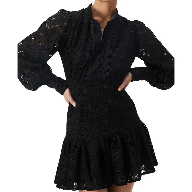 Womens Lace High Neck Fit & Flare Dress