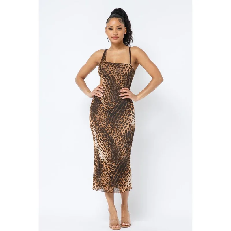 Today's Special Animal Print Midi Dress With Strap