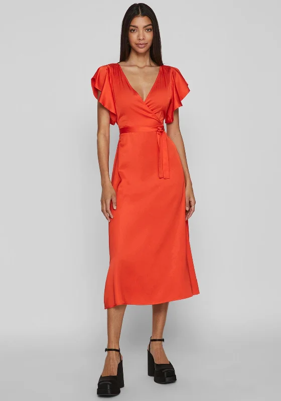 Online Specials Vila Carolina Satin Faux Wrap Maxi Dress, Tigerlily