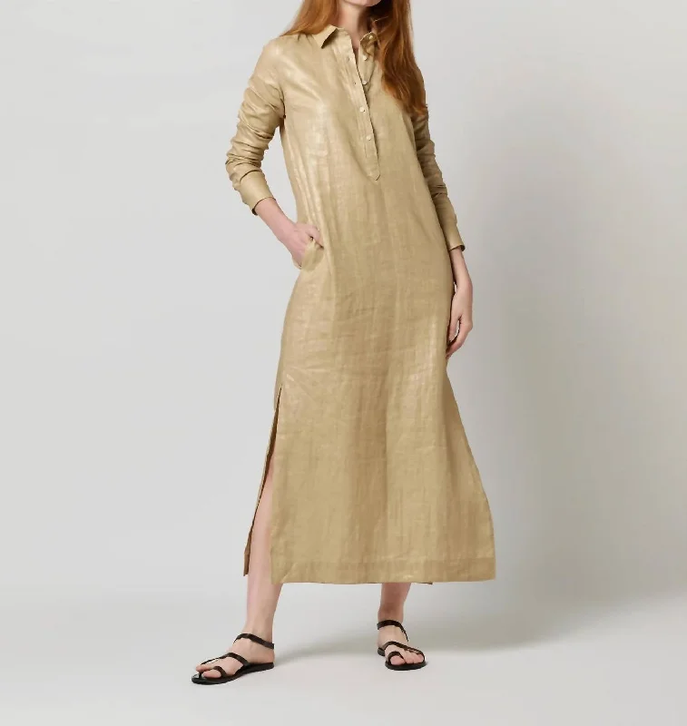 Sneak Peek Sale Talitha Shirt Dress In Metallic Platino Linen