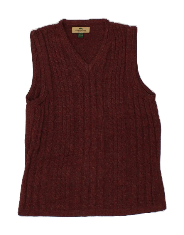 HENRY WHITE Womens Vest Tank Top UK 10 Small Maroon Wool