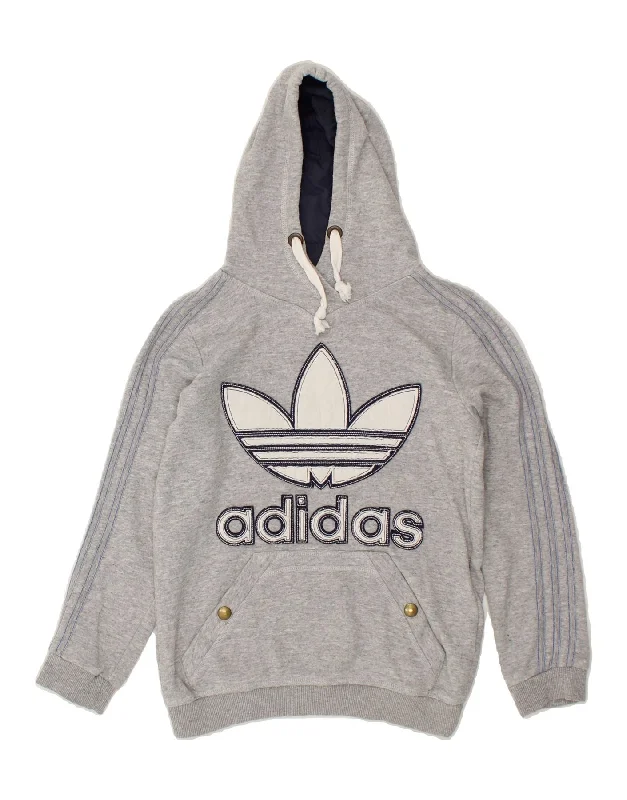Great Bargains ADIDAS Womens Graphic Hoodie Jumper IT 42 Medium Grey Cotton