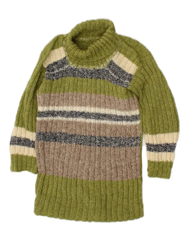 Can't Be Beat VINTAGE Womens 3/4 Sleeve Roll Neck Jumper Sweater UK 12 Medium Green
