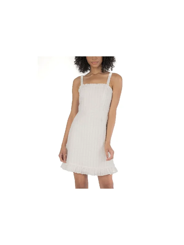 Early Bird Discount SPEECHLESS Womens Ivory Striped Sleeveless Square Neck Short Fit + Flare Dress Early Bird Discount SPEECHLESS Womens Ivory Striped Sleeveless Square Neck Short Fit + Flare Dress