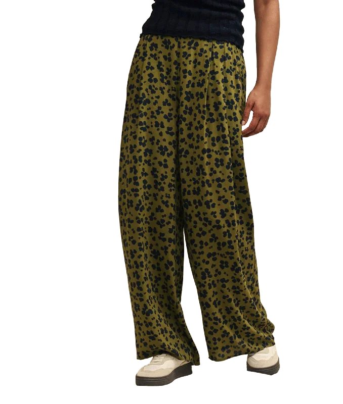 Final Sale Animal Print Full Length Wide Leg Zeena Trousers - Green