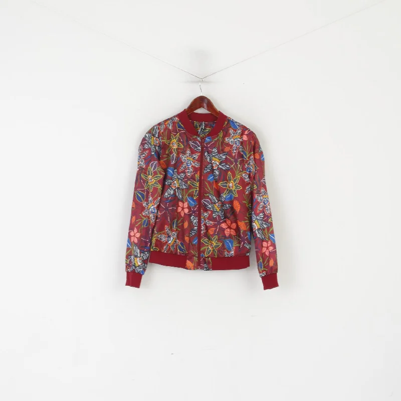 Clearance Sale Colours of the world Women 14 42 M Bomber Jacket Maroon Floral Lightweight Top Clearance Sale Colours of the world Women 14 42 M Bomber Jacket Maroon Floral Lightweight Top