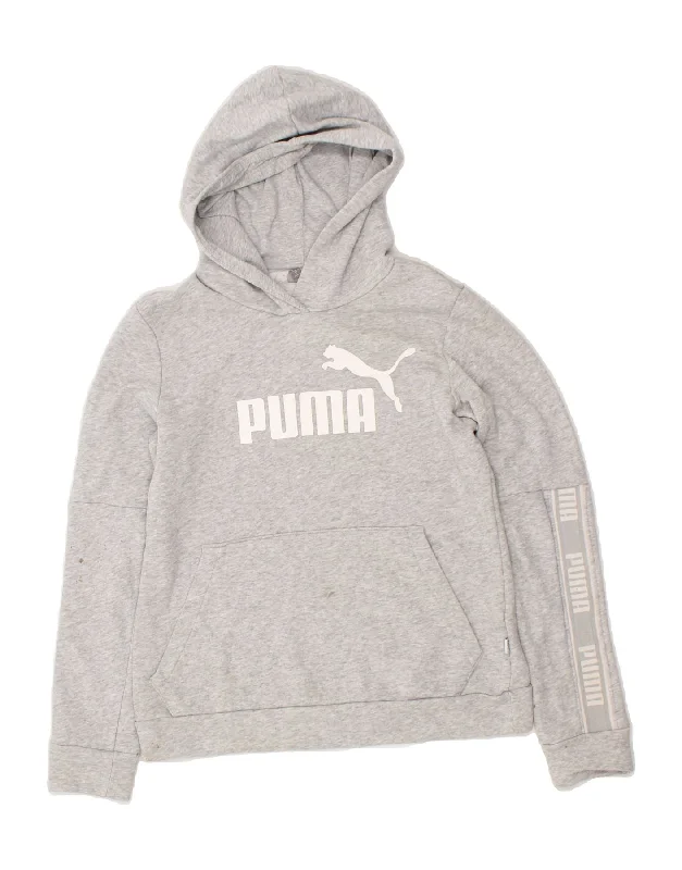 YEAR-End Clearance PUMA Womens Graphic Hoodie Jumper UK 10 Small Grey Cotton