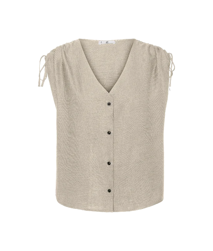 Quick Sale Melaney Short Sleeve Shoulder Top - Beige