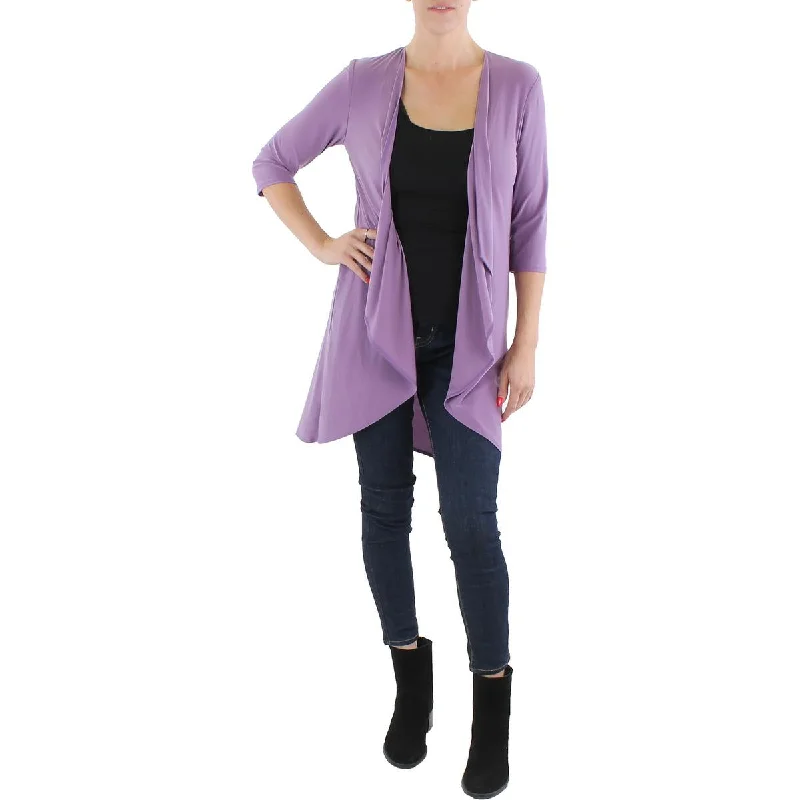 Petites Womens Open Front 3/4 Seeves Duster Blazer