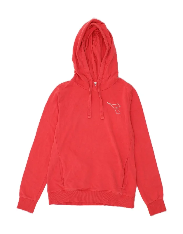 New Markdowns DIADORA Womens Hoodie Jumper UK 14 Medium Red Cotton