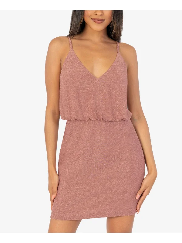 Buy Now SPEECHLESS Womens Sleeveless V Neck Short Cocktail Blouson Dress