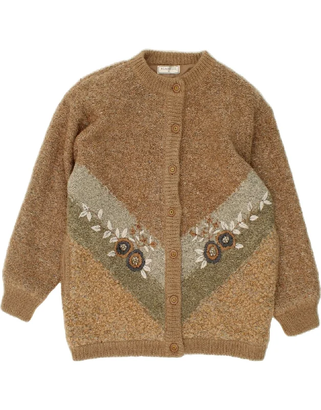 Members Only VINTAGE Womens Longline Oversized Cardigan Sweater UK 16 Large Brown