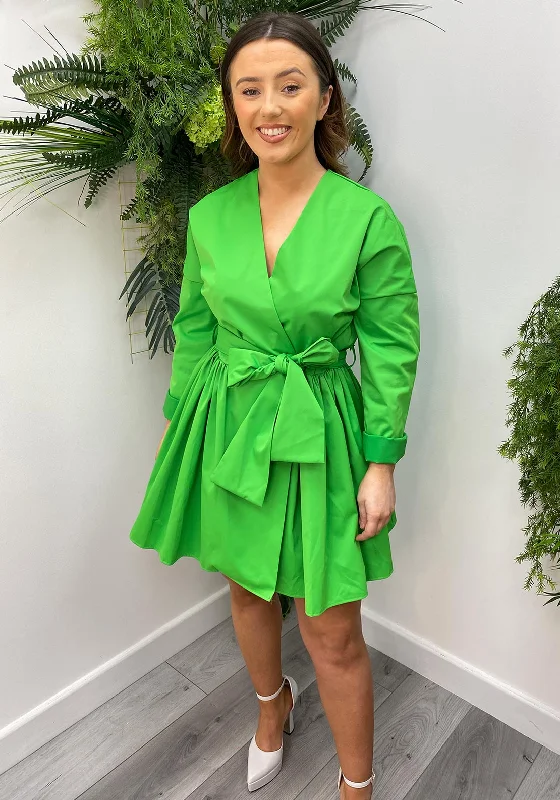 Lowest Prices The Sofia Collection Bow Front Wrap Mini Dress, Green