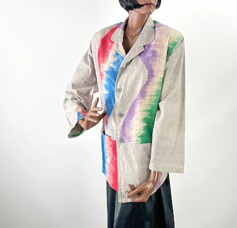 Midnight Madness 80s Unisex Jacket Wearable Art Oversize Extreme Vintage Punk New Wave Painted Brushstrokes VFG