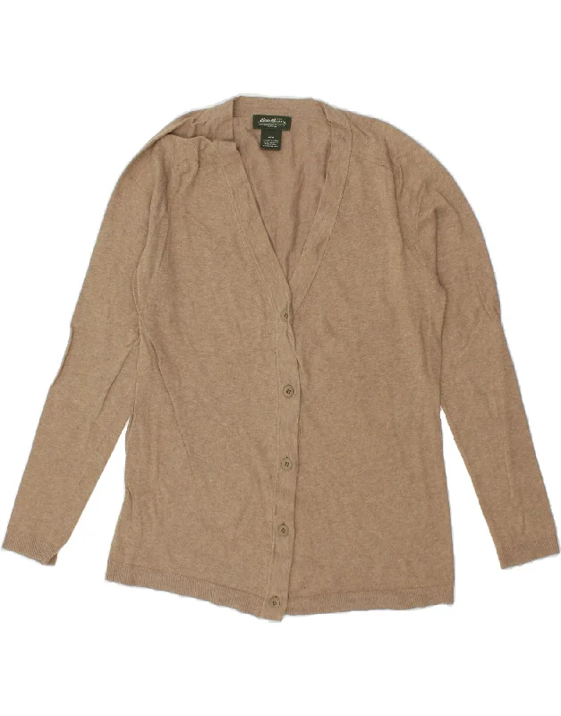 Limited Edition EDDIE BAUER Womens Cardigan Sweater UK 12 Medium Beige Cotton