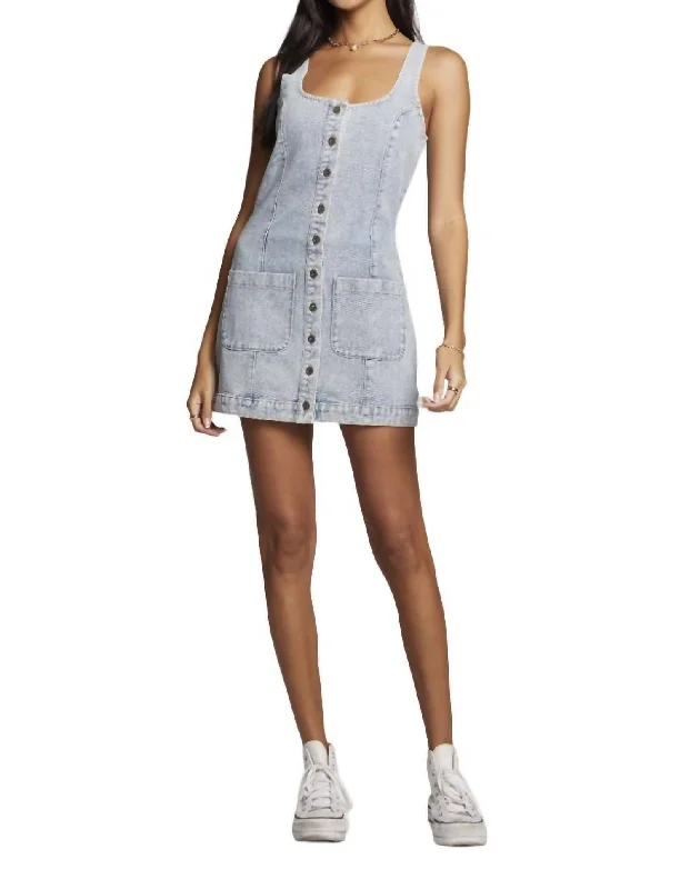 Limited Quantity Marci Mini Dress In Stonewash Denim